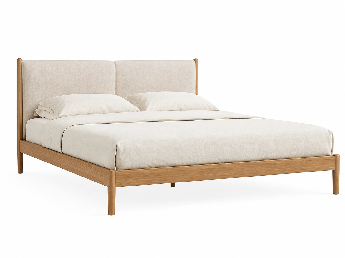 Cama de plataforma negra con estructura geométrica-hemboria