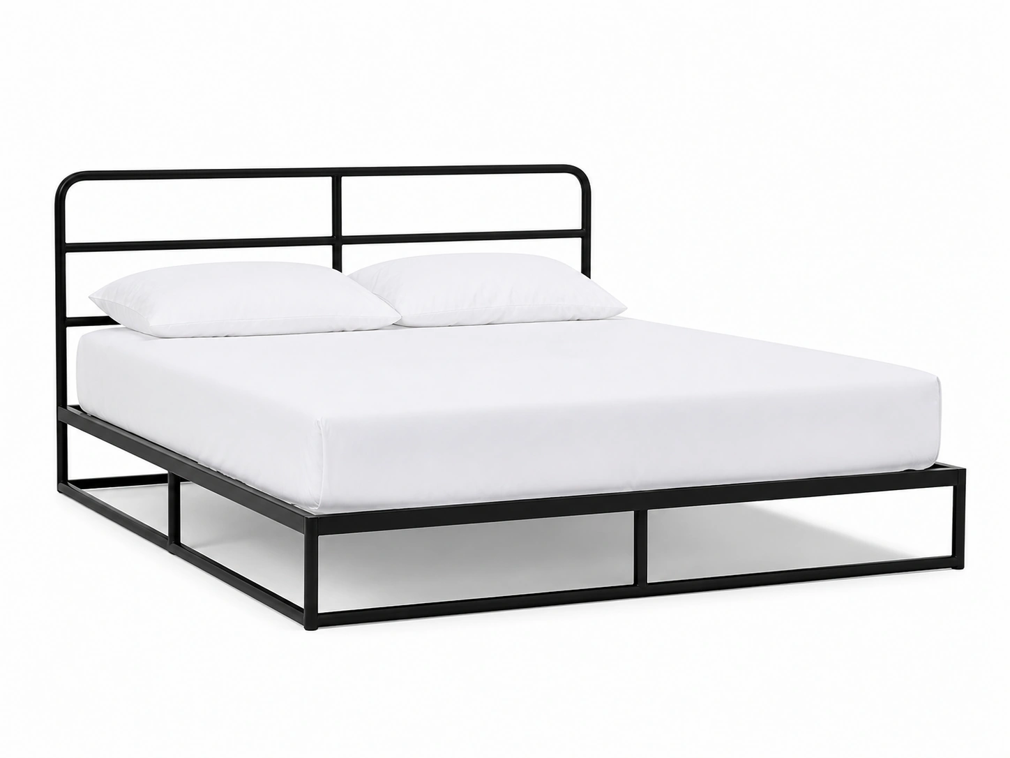 Cama moderna de madera con cabecera baja-hemboria