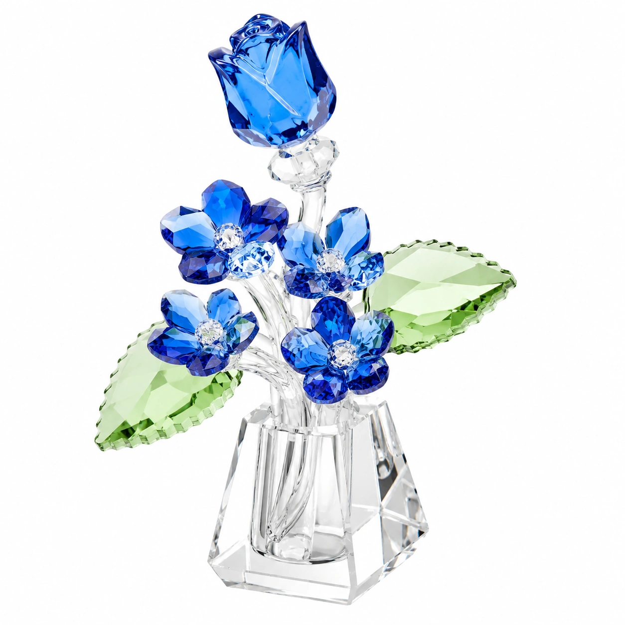 Figura decorativa de flores azules de cristal