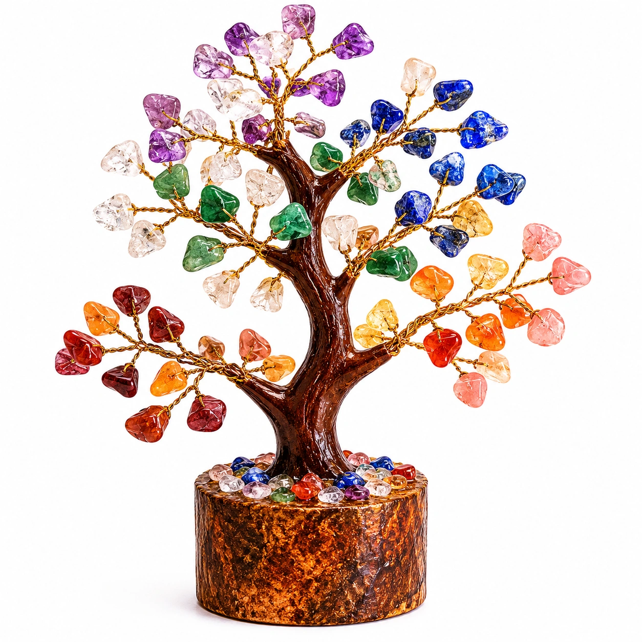 Arbol decorativo multicolor de piedras