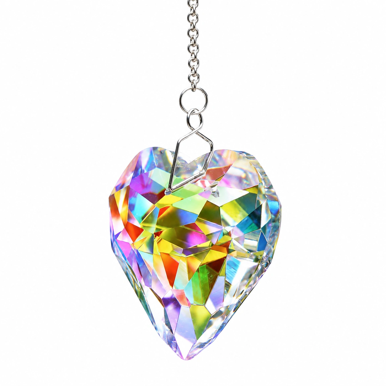 Colgante Corazon de Cristal Prismatico