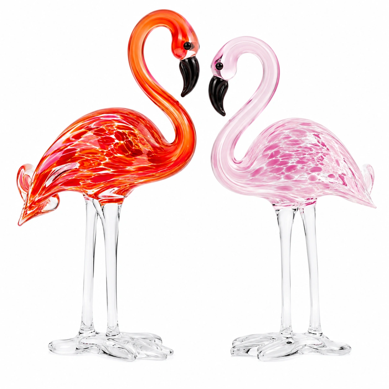 Figura decorativa de flamencos de vidrio