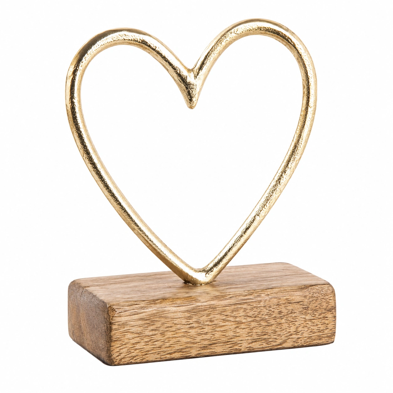 Escultura decorativa de corazon sobre base de madera