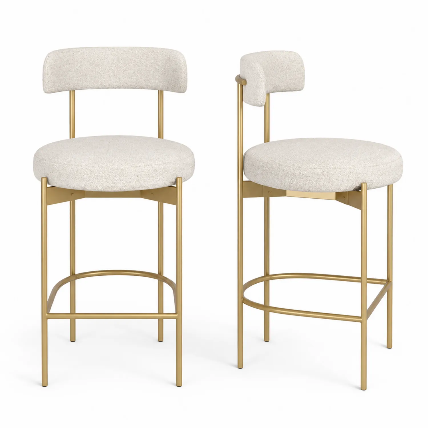 Tabourets de bar en tissu avec cadre en métal doré, hauteur 75 cm-Hearthlyeu