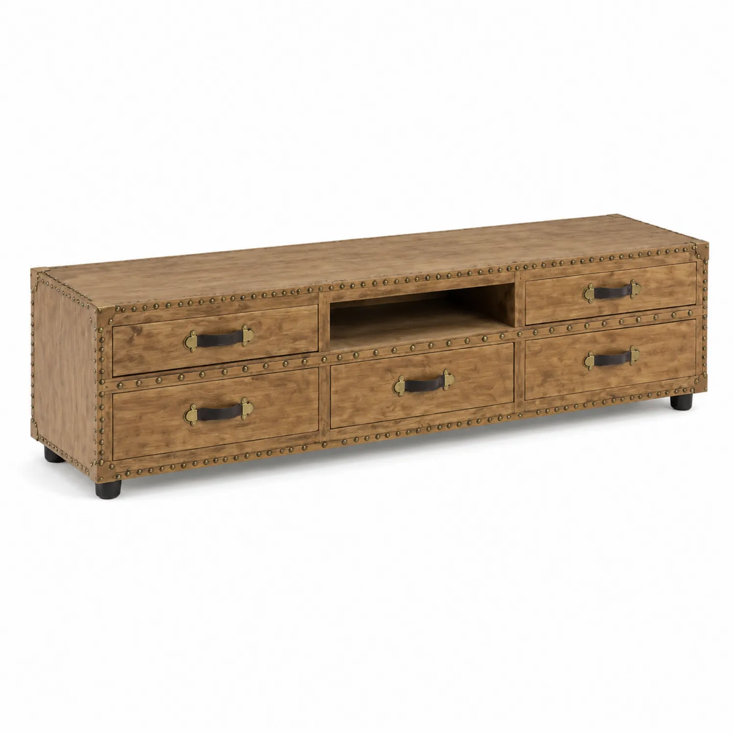 Meuble TV en bois avec tiroirs et étagère-Hearthlyeu