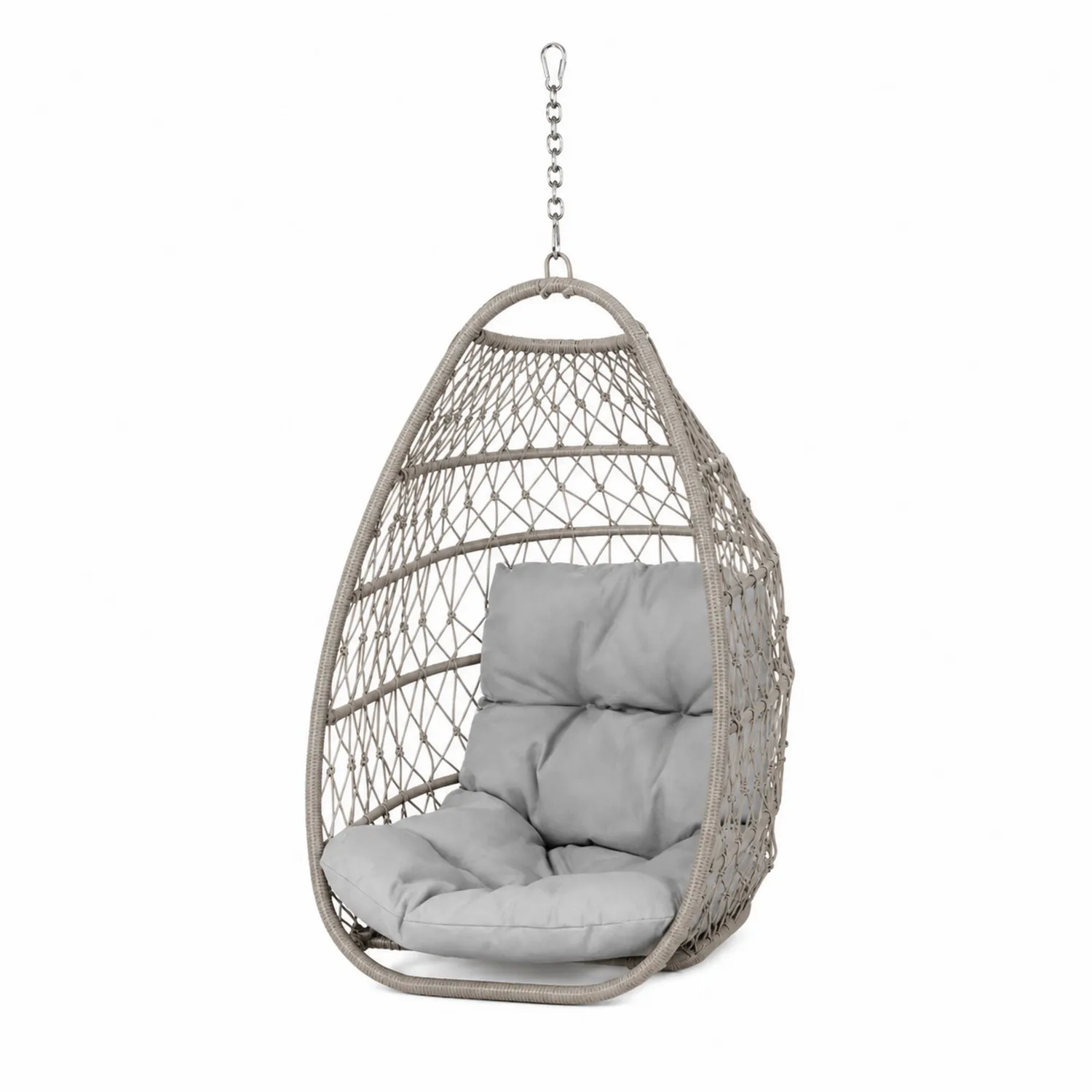 Chaise Suspendue en Rotin avec Coussin Gris-Hearthlyeu