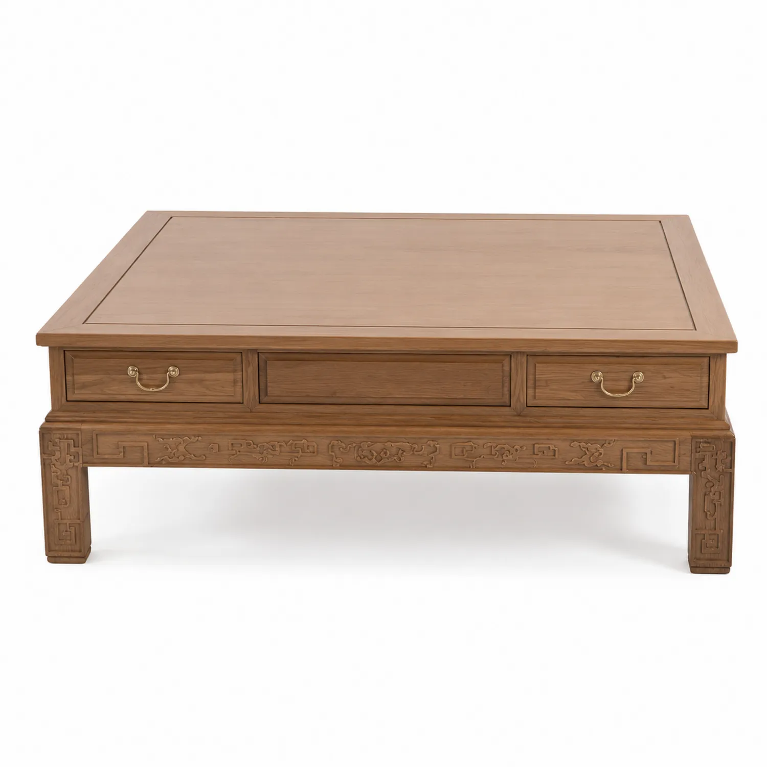 Table basse rectangulaire en bois de chêne avec tiroirs, 120 cm x 80 cm x 45 cm-Hearthlyeu