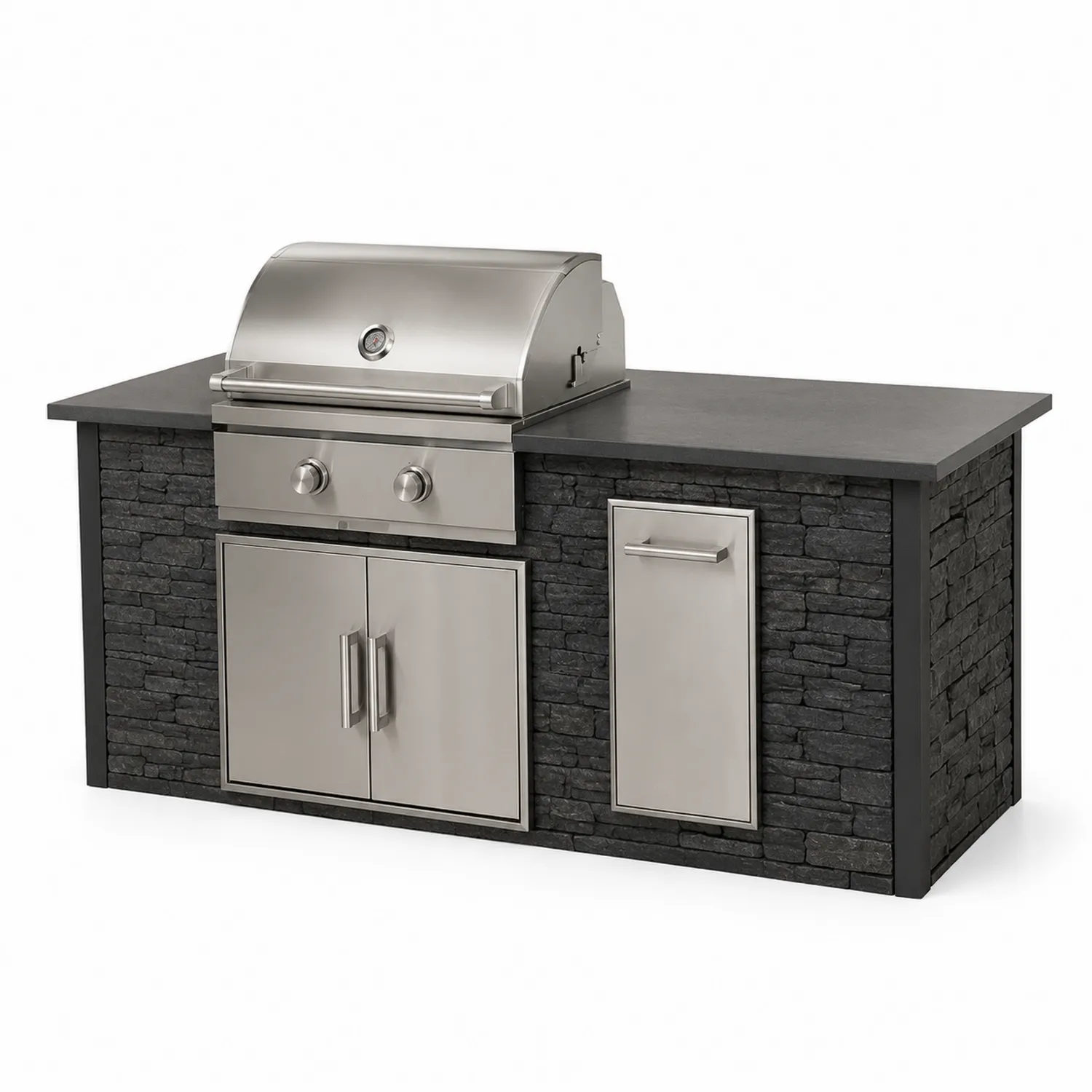 Îlot de cuisine extérieur en acier inoxydable et pierre-Hearthlyeu