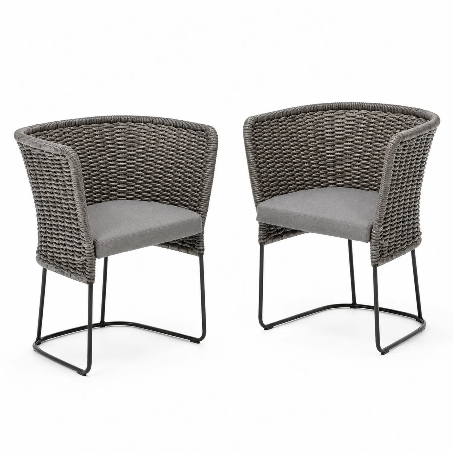 Ensemble de 2 chaises en corde avec structure en acier-Hearthlyeu