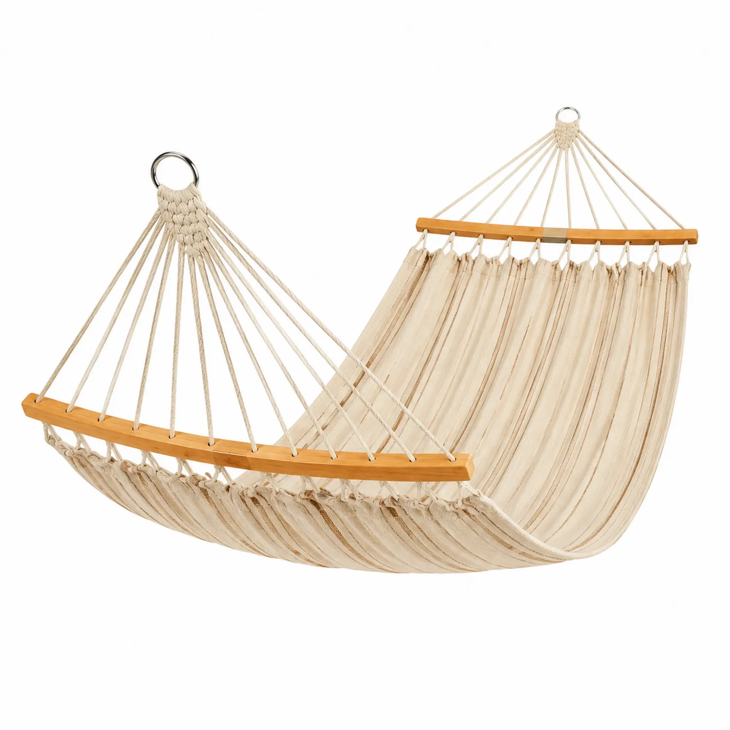 Hamac en coton avec barres en bois Écru 200x150 cm-Hearthlyeu