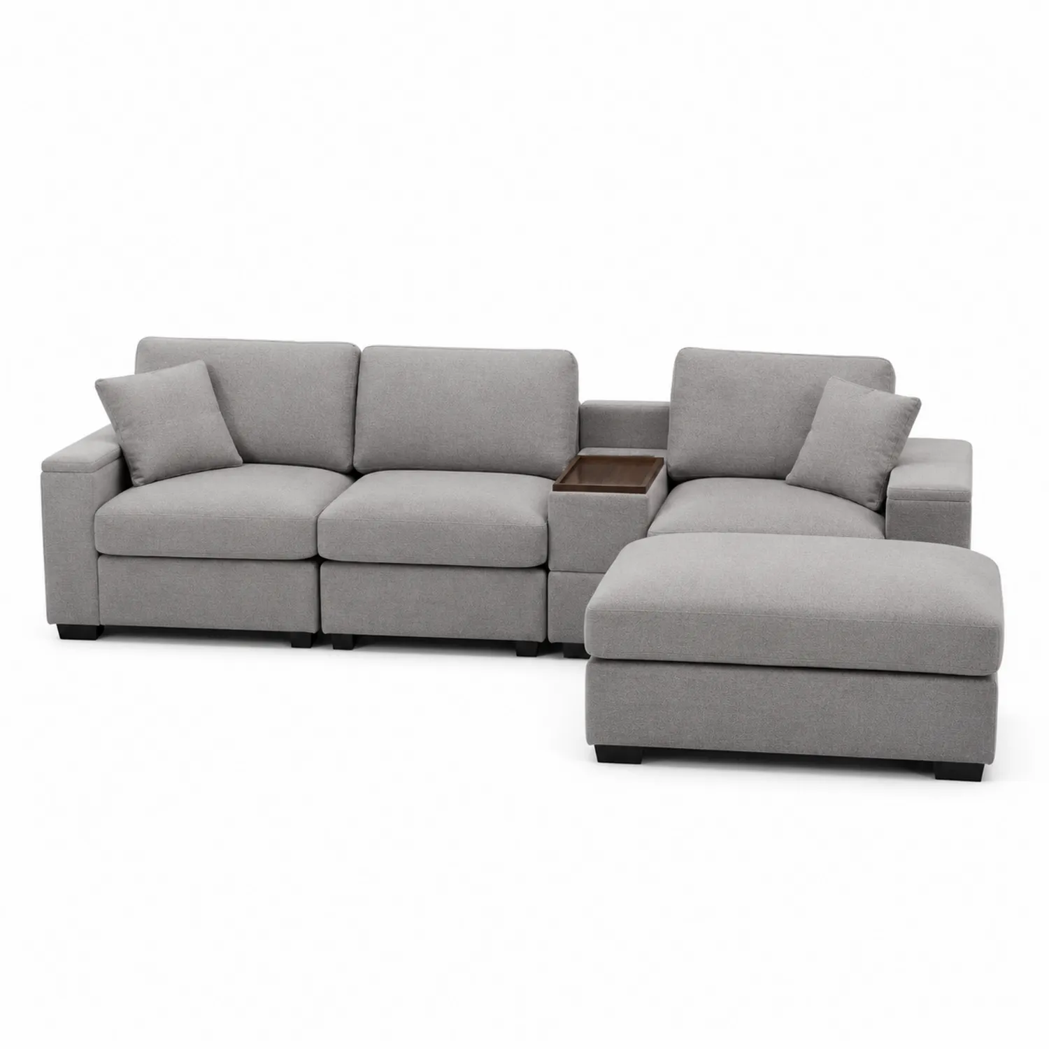 Canapé sectionnel en tissu avec méridienne et table d'appoint-Hearthlyeu