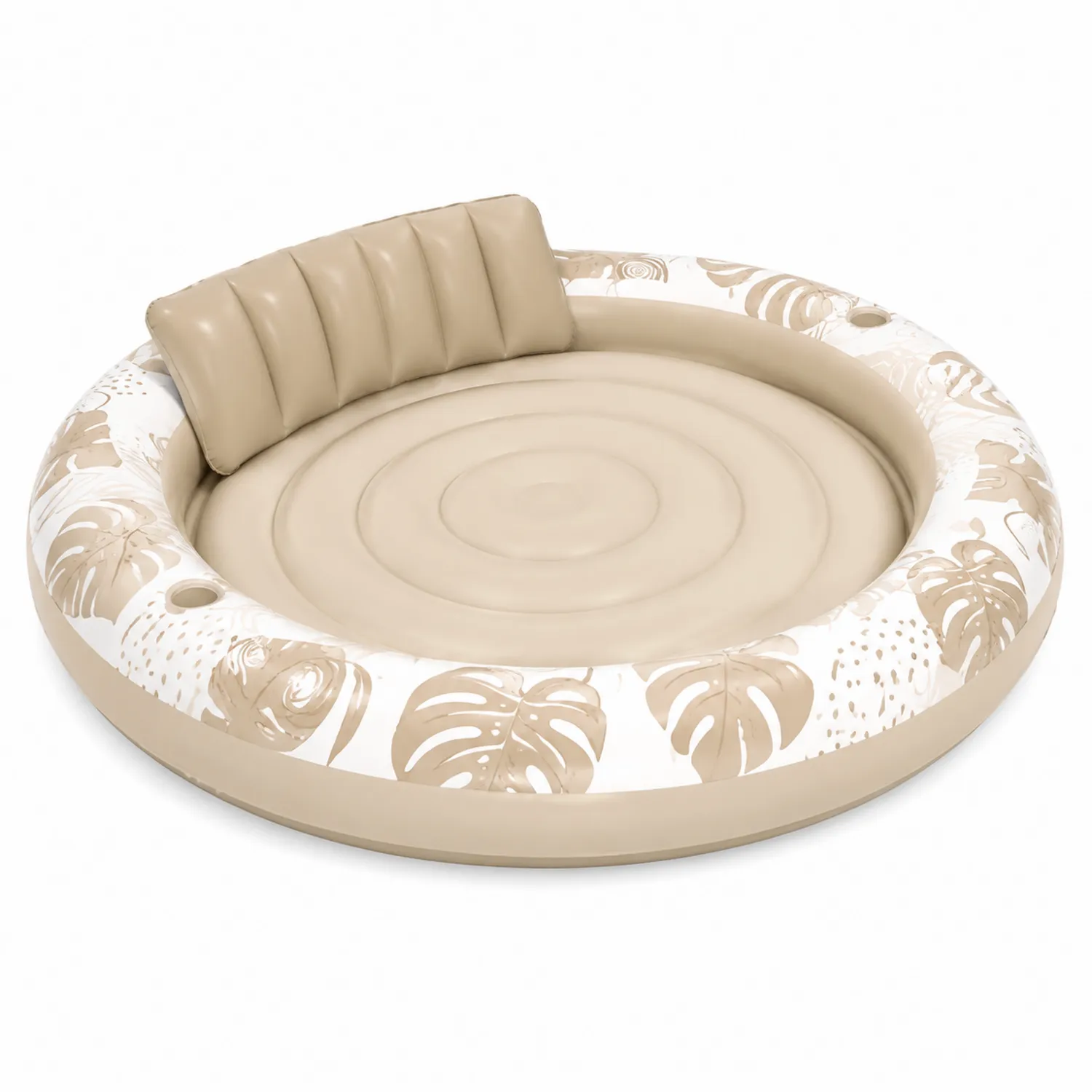 Piscine gonflable ronde en PVC avec motif feuille et dossier-Hearthlyeu