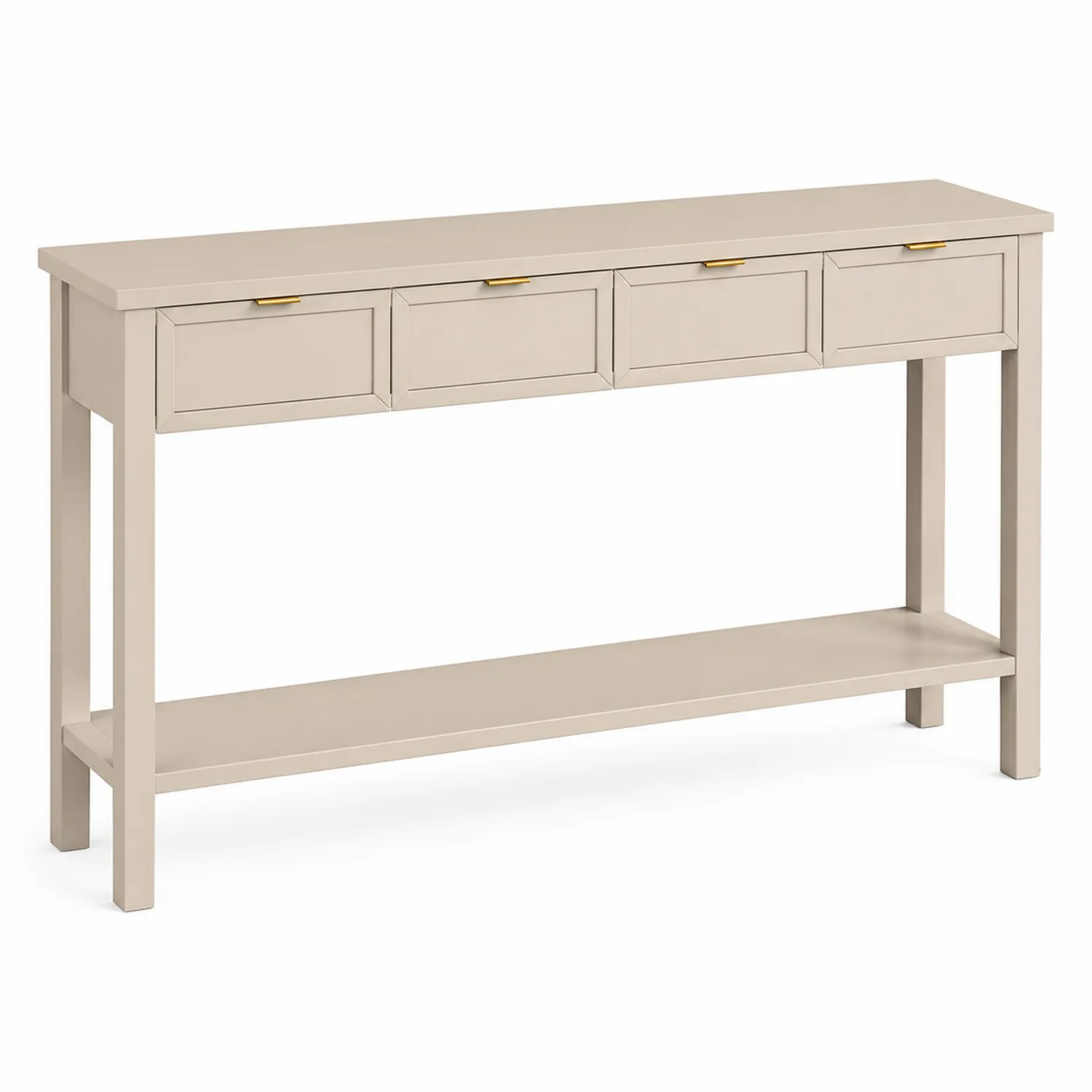 Console rectangulaire 4 tiroirs en bois Beige 120x30x80 cm-Hearthlyeu