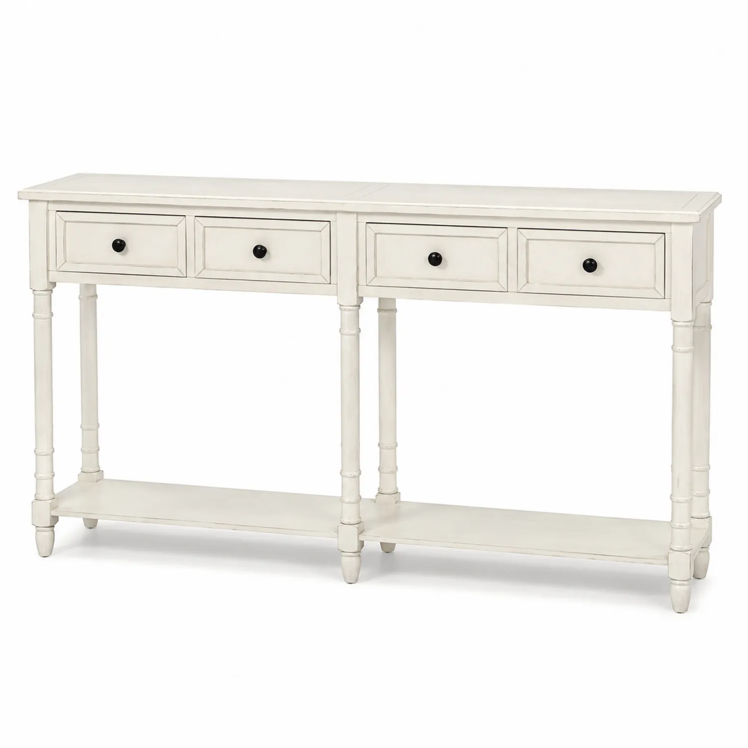 Console en bois avec 4 tiroirs Blanc-Hearthlyeu