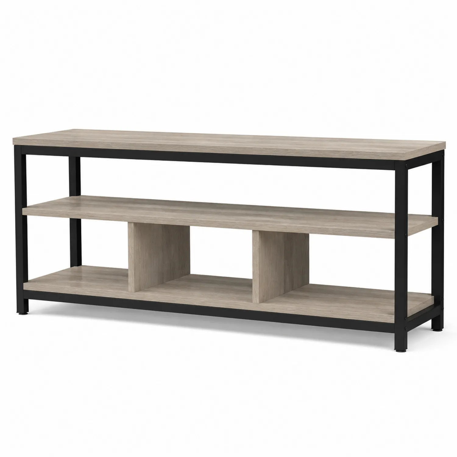 Meuble TV en bois aggloméré et métal 120x40x60 cm-Hearthlyeu