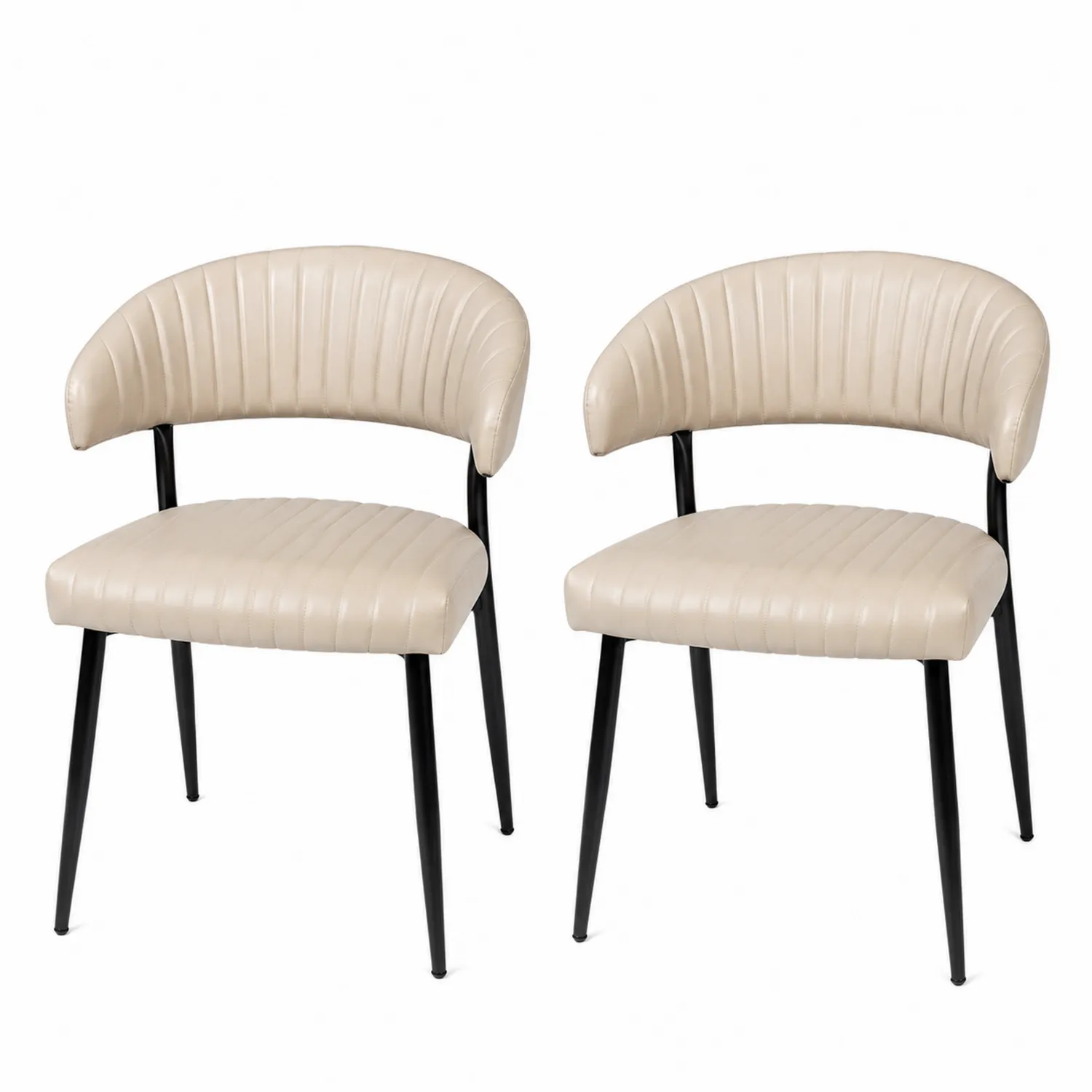 Lot de 2 chaises en similicuir avec pieds en métal-Hearthlyeu