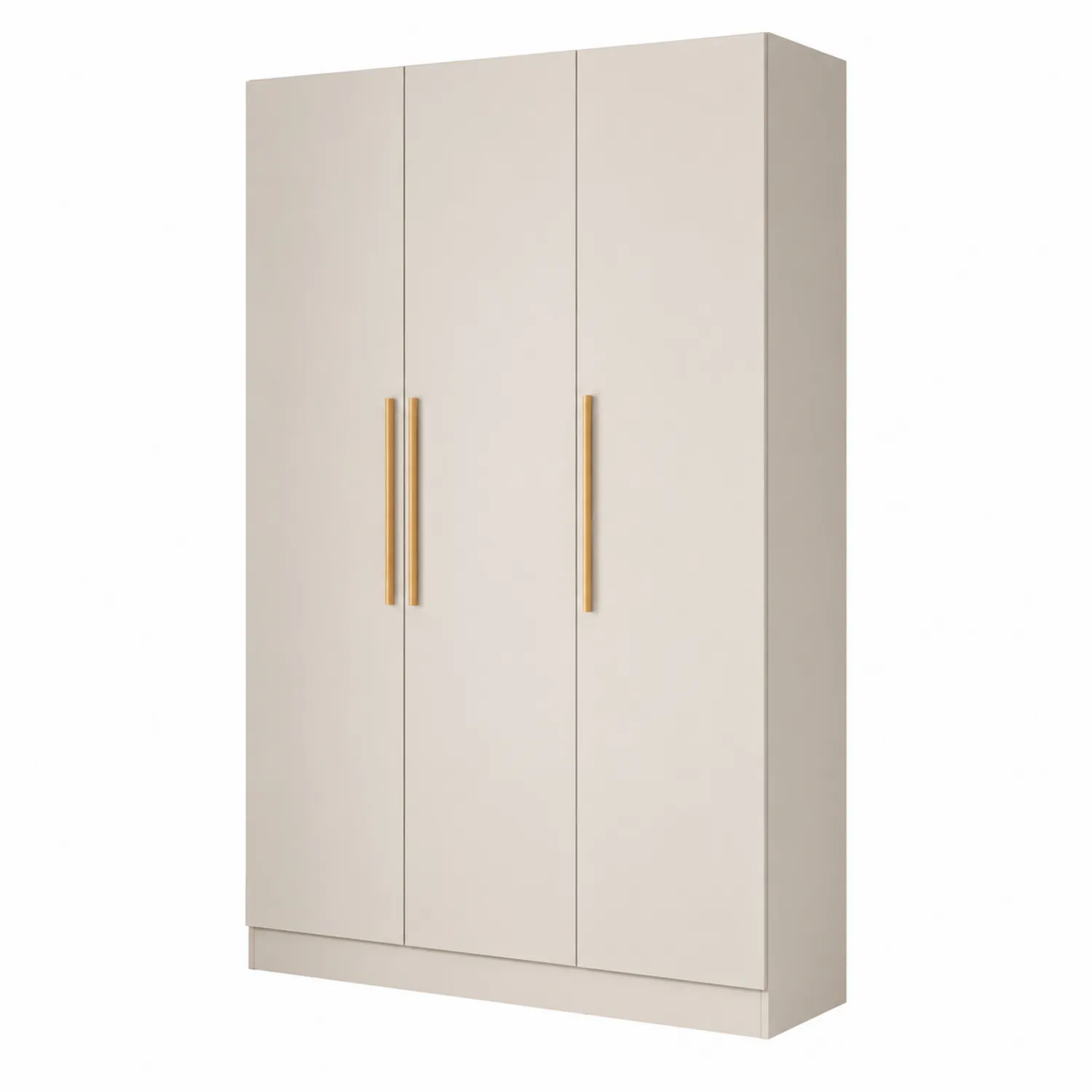 Armoire 3 portes en MDF avec poignées en bois, Beige, 200x150x60 cm-Hearthlyeu