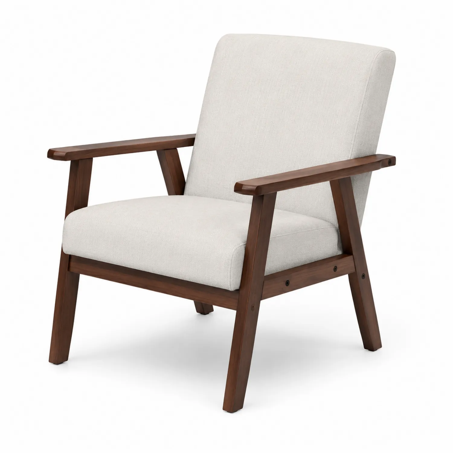 Fauteuil en bois avec revêtement en tissu beige 75x70x78 cm-Hearthlyeu