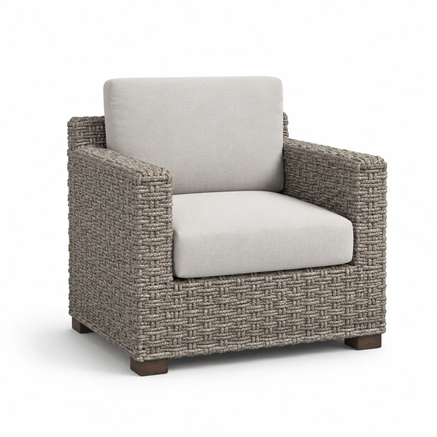 Fauteuil en bois et polypropylène gris avec coussins en polyester-Hearthlyeu