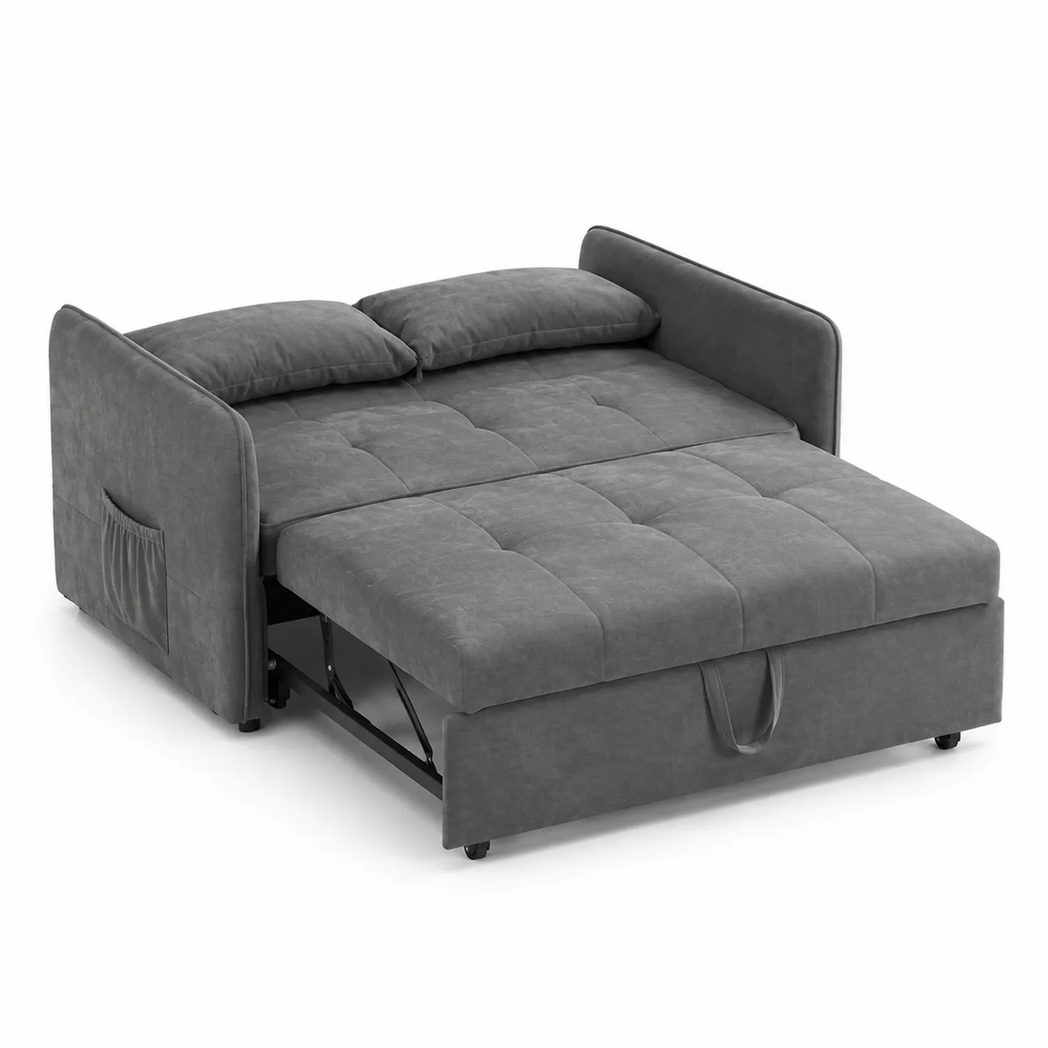 Canapé-lit en tissu polyester gris 200x140 cm-Hearthlyeu