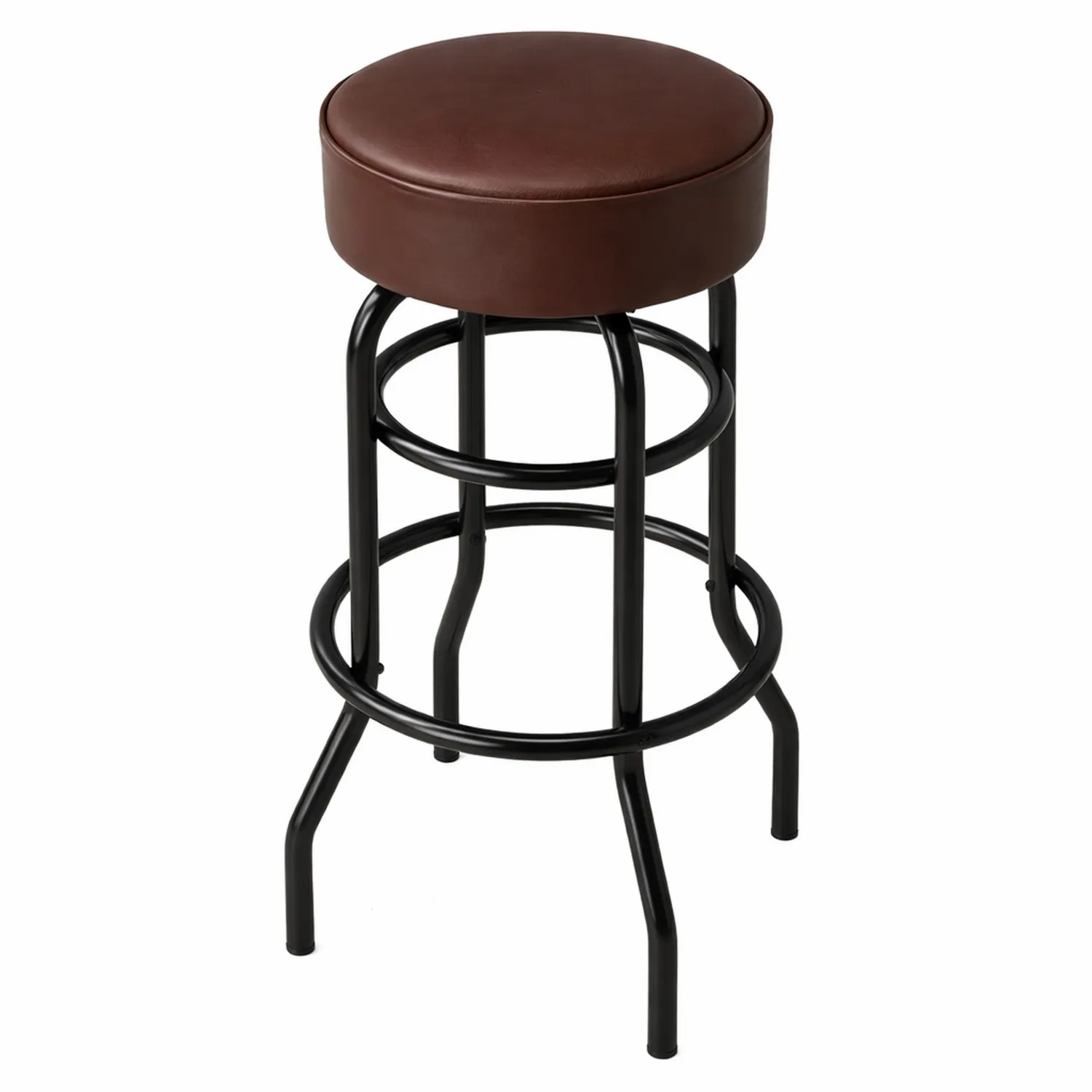 Tabouret de bar en métal et cuir synthétique Marron-Hearthlyeu