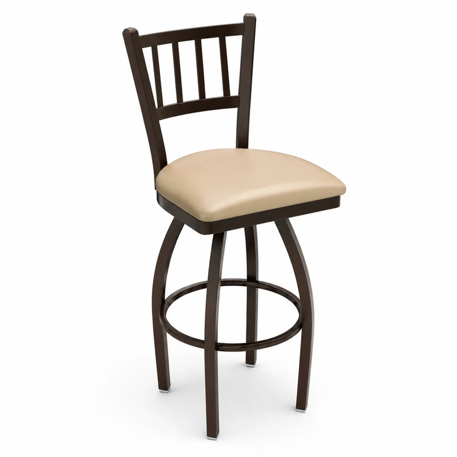 Tabouret de bar pivotant en métal avec assise en similicuir-Hearthlyeu