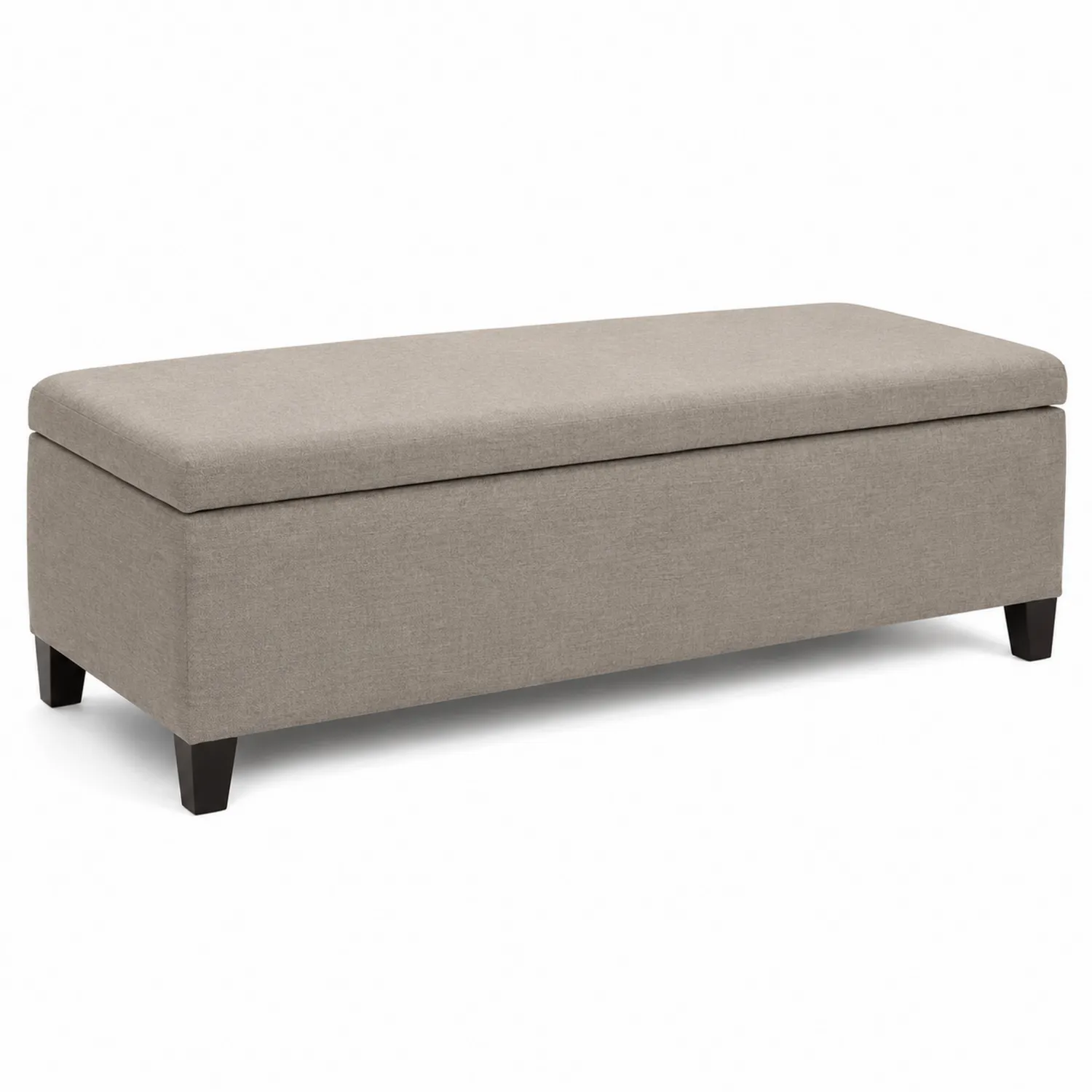 Banc de rangement en bois et tissu de lin beige-Hearthlyeu
