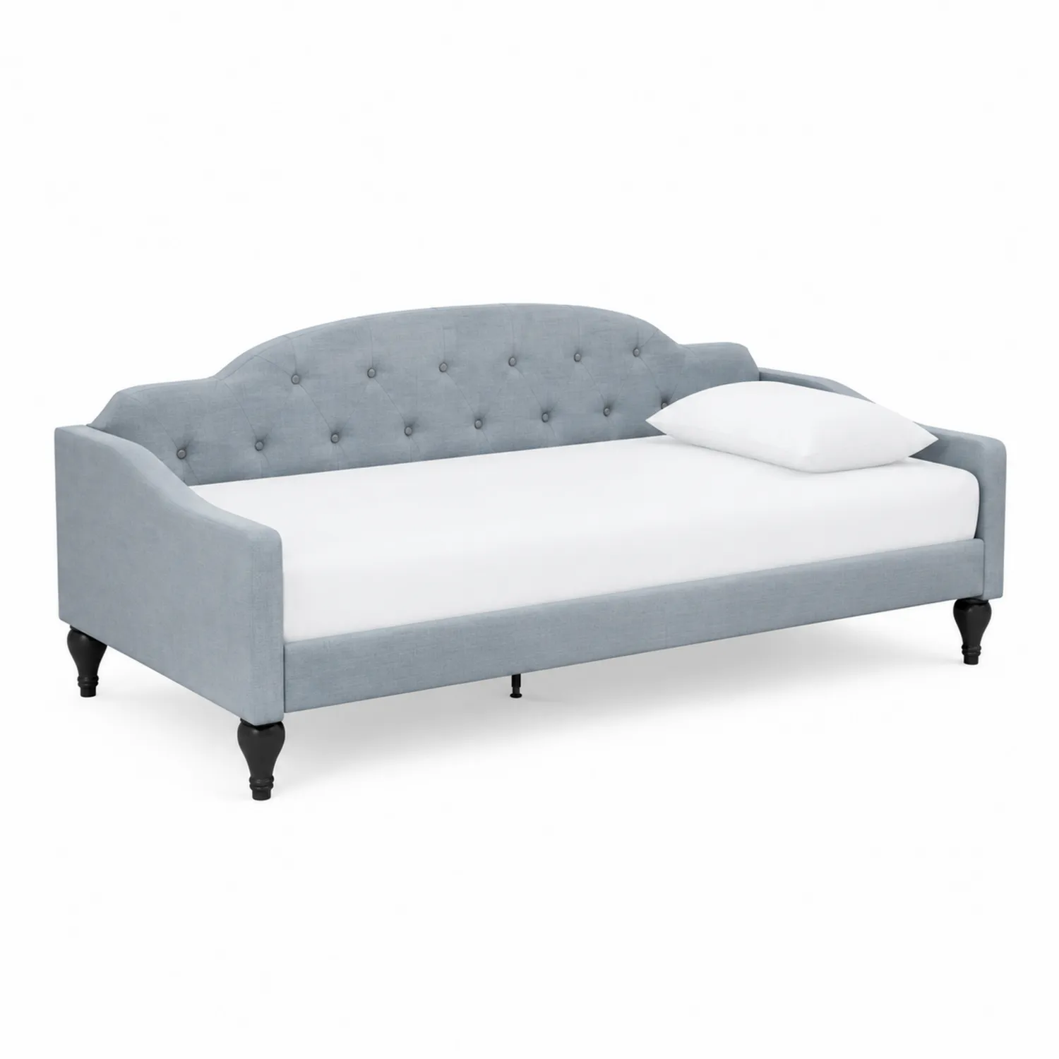 Lit de repos en tissu avec coussin et pieds en bois-Hearthlyeu