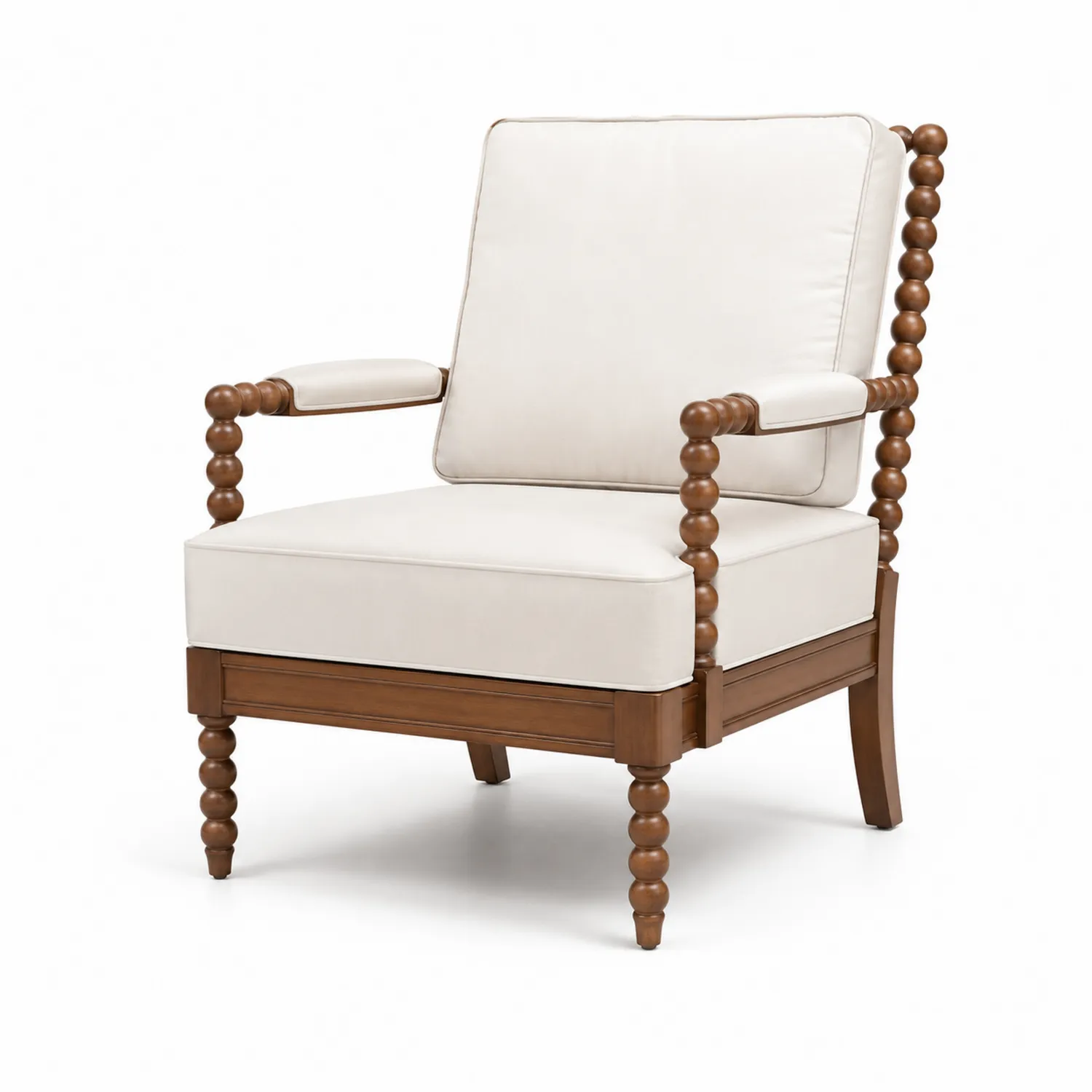 Fauteuil en bois avec coussins en polyester Beige-Hearthlyeu