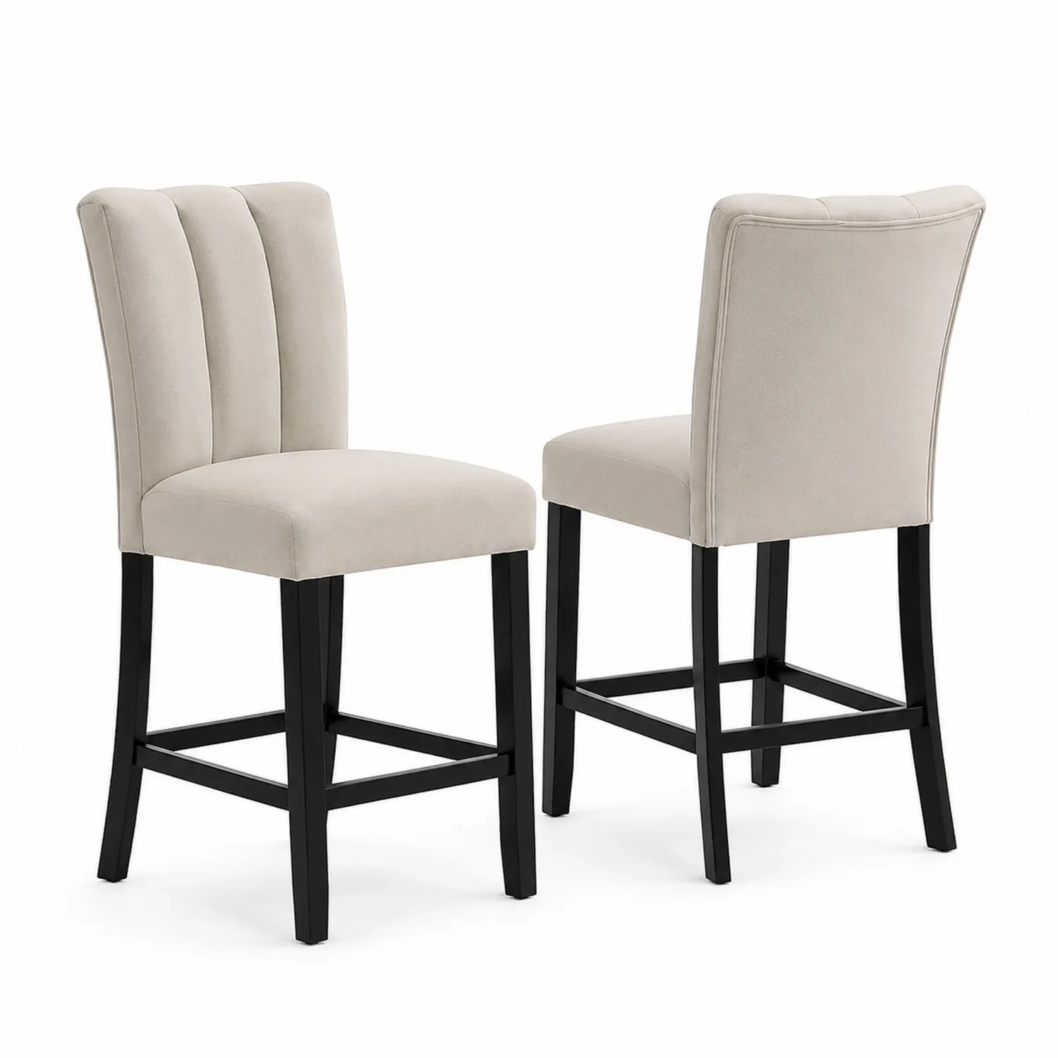 Chaises en velours avec pieds en bois, lot de 2-Hearthlyeu