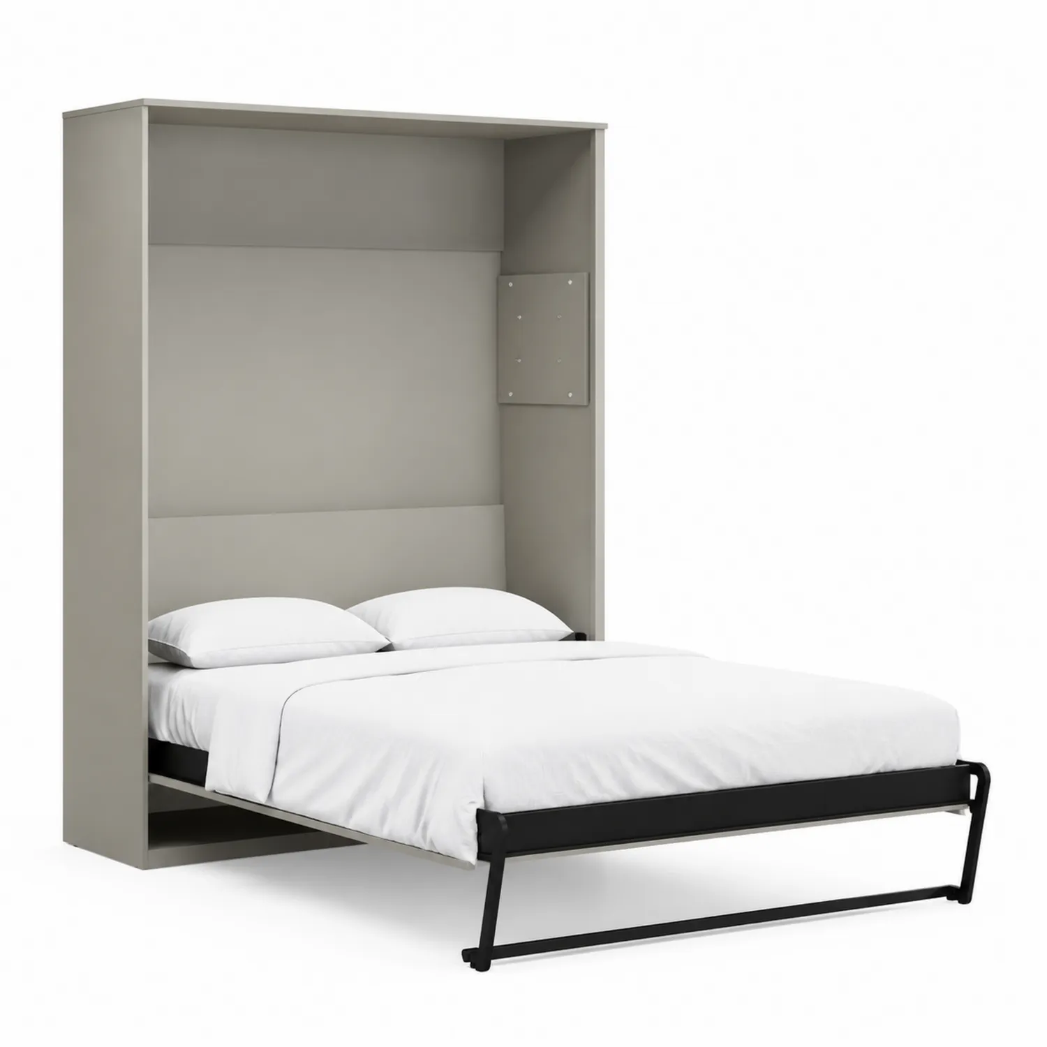 Lit escamotable en bois Gris et Noir 200x160 cm-Hearthlyeu