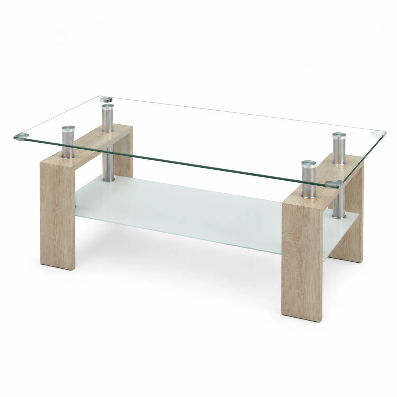Table basse en verre et bois de chêne-Hearthlyeu
