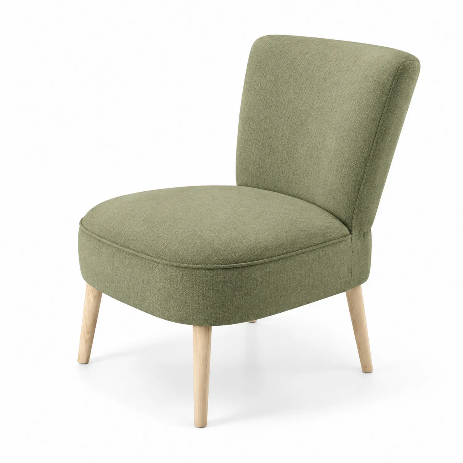 Fauteuil en tissu vert avec pieds en bois-Hearthlyeu