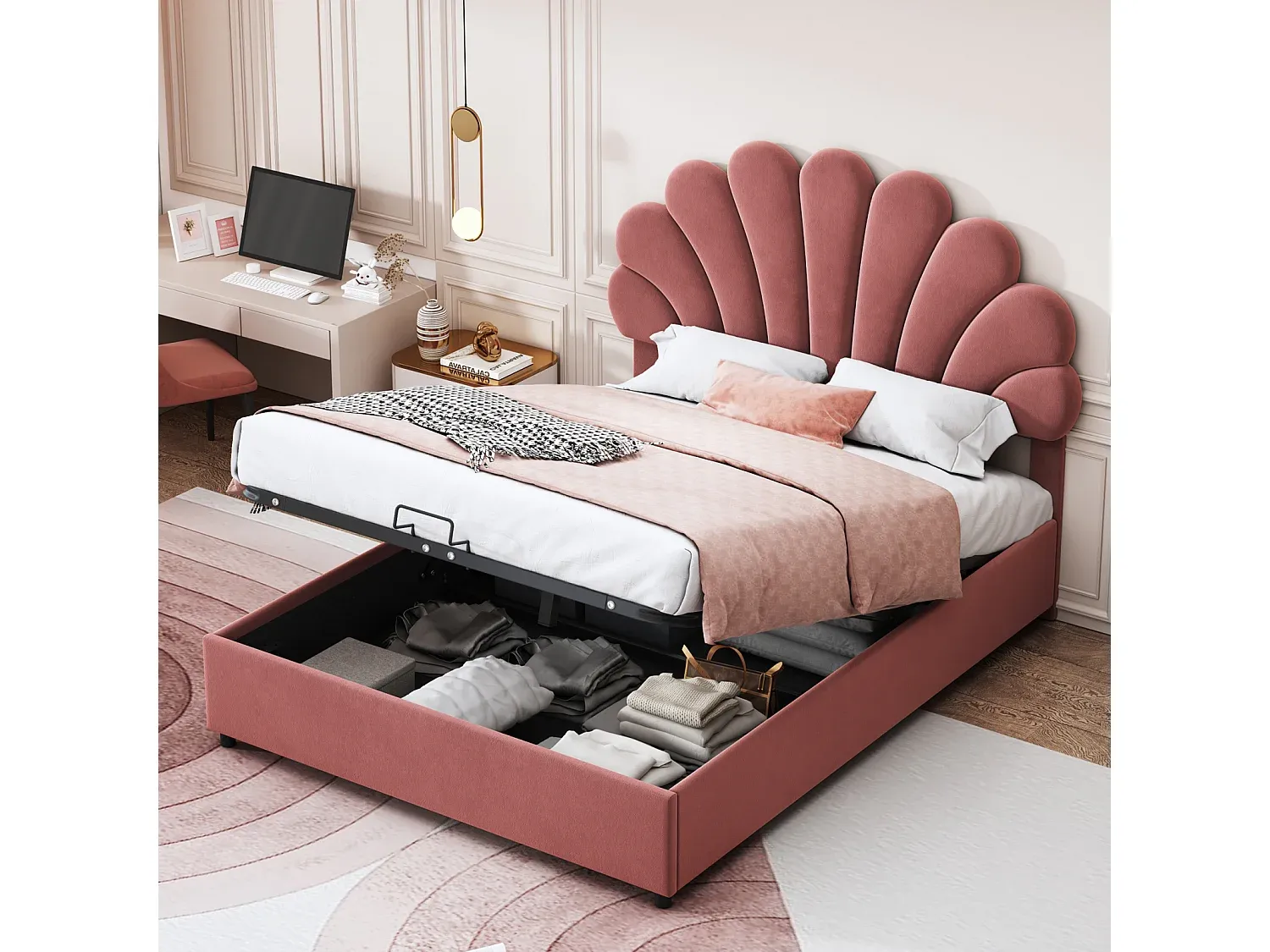 Schlafzimmer,Bereich Bett,Bett mit Bettkasten-LIVELORAE