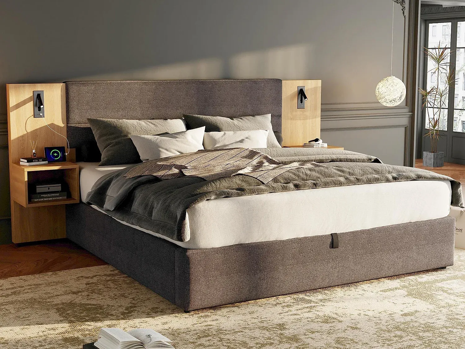 Schlafzimmer,Bereich Bett,Bett mit Bettkasten-LIVELORAE
