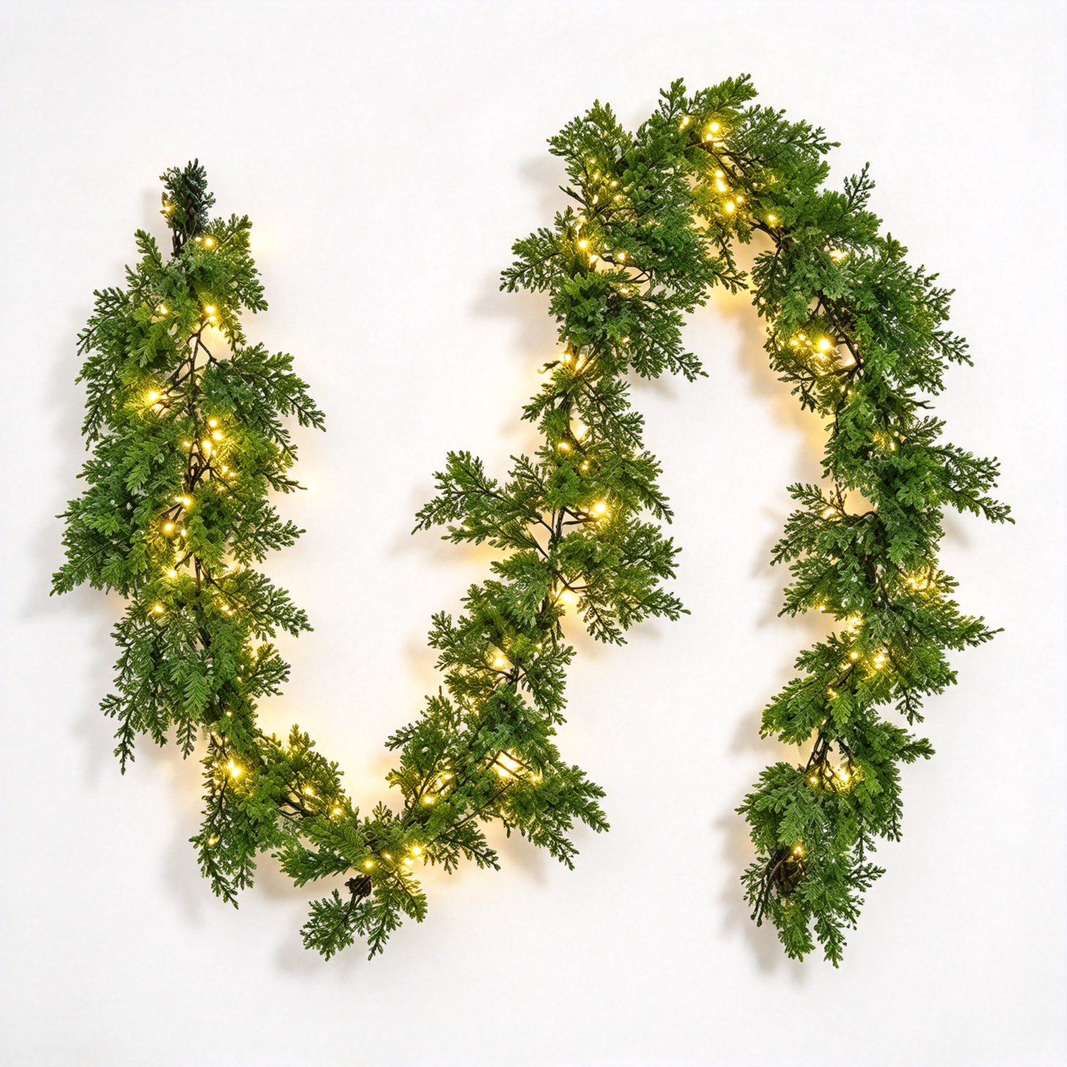 TreeKeeper 5' Pre‑Lit LED Cedar Garland, Battery Operated Timer for Indoor & Outdoor Holiday Décor
