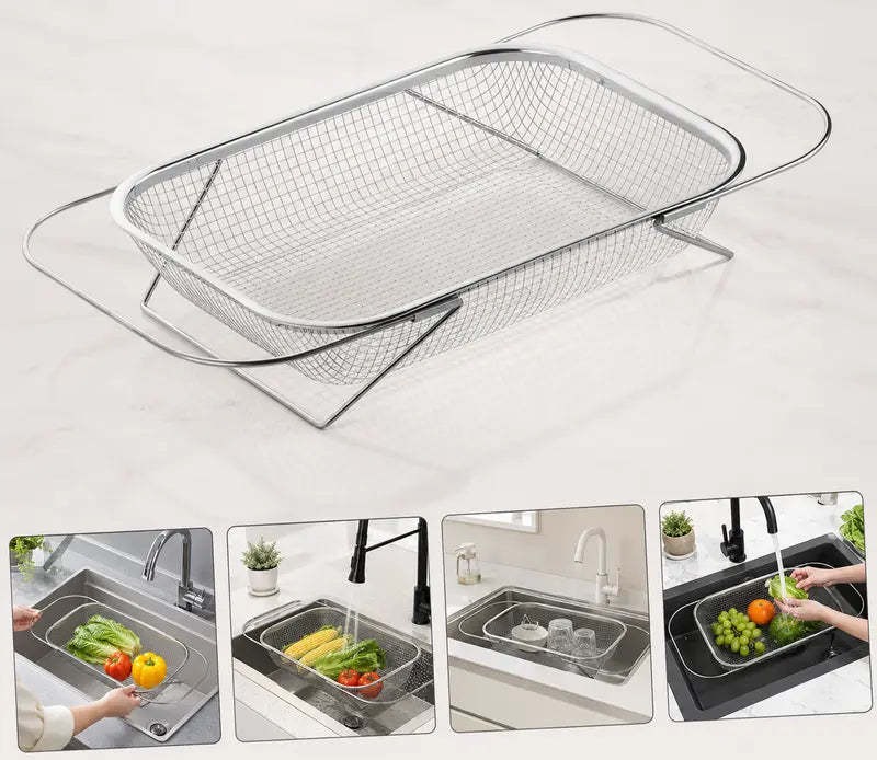 Expandable over sink colander