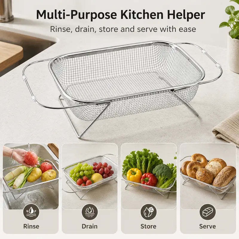 Over sink colander saves countertop space