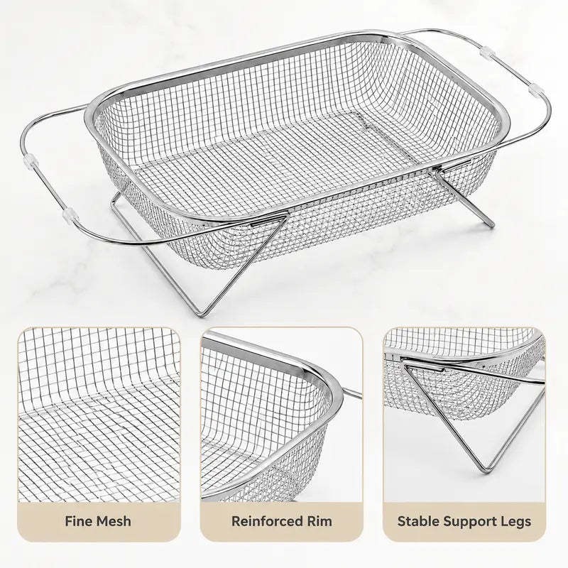 Stainless steel expandable colander details