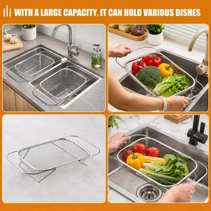 Multi purpose over sink strainer basket