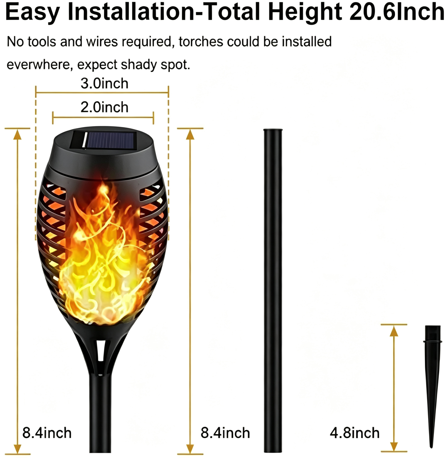 8 Pack Solar Torch Lights with Flickering Flame for Outdoor Garden Decor