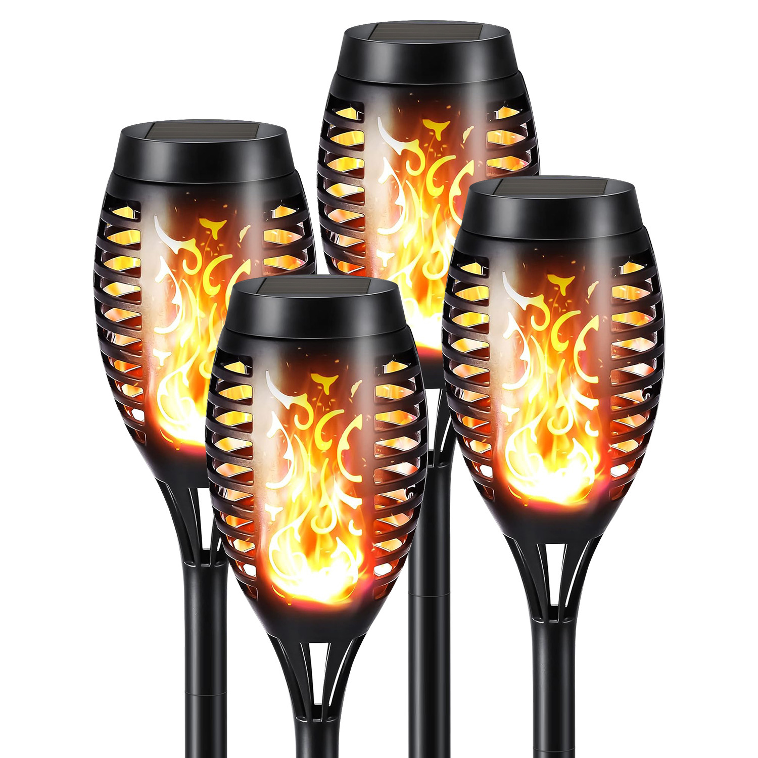 8 Pack Solar Torch Lights with Flickering Flame for Outdoor Garden Decor