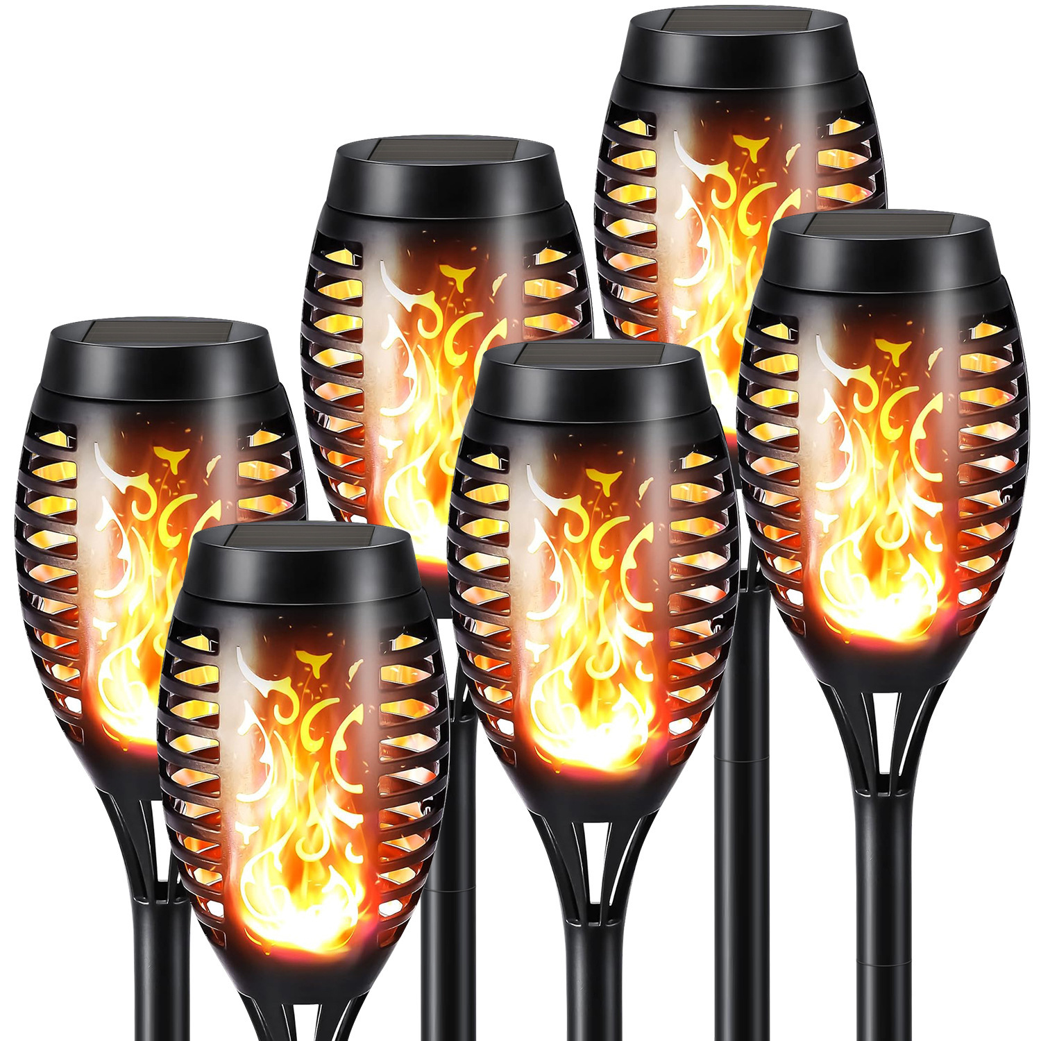 8 Pack Solar Torch Lights with Flickering Flame for Outdoor Garden Decor