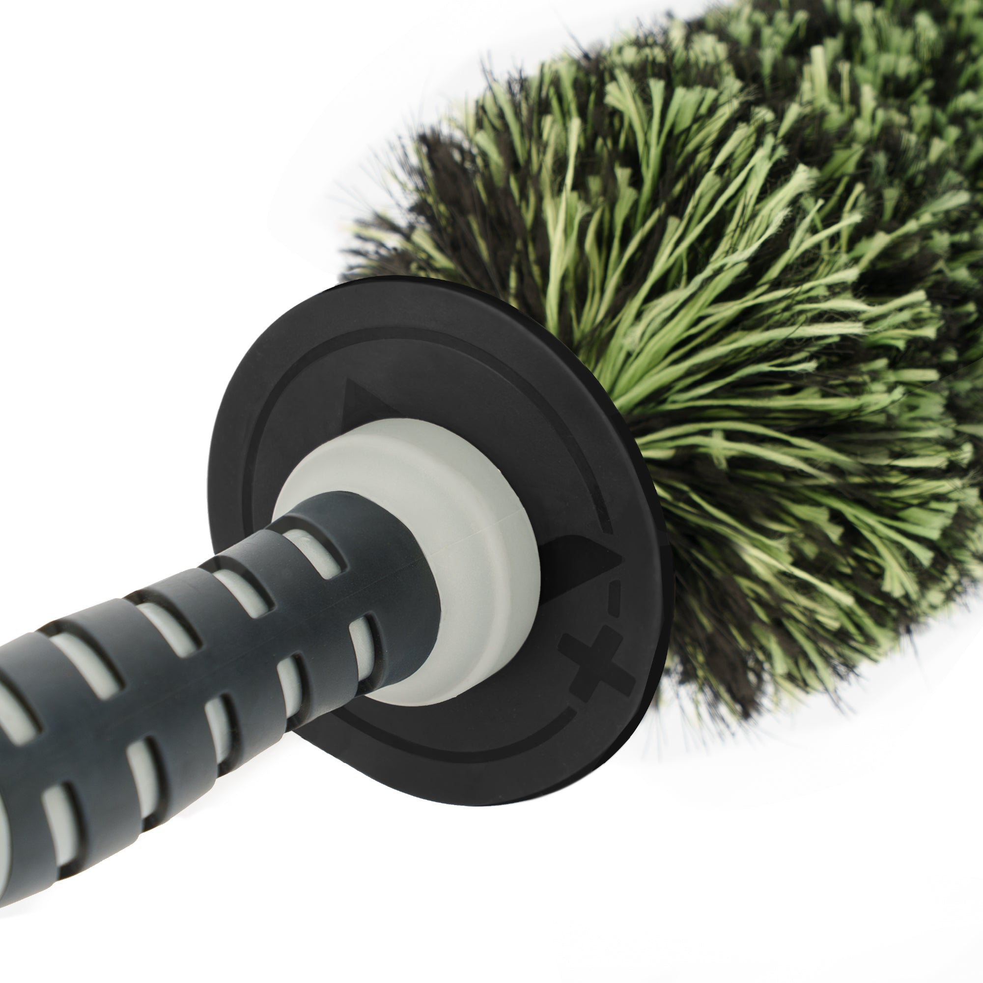 Wheel cleaning brush in use