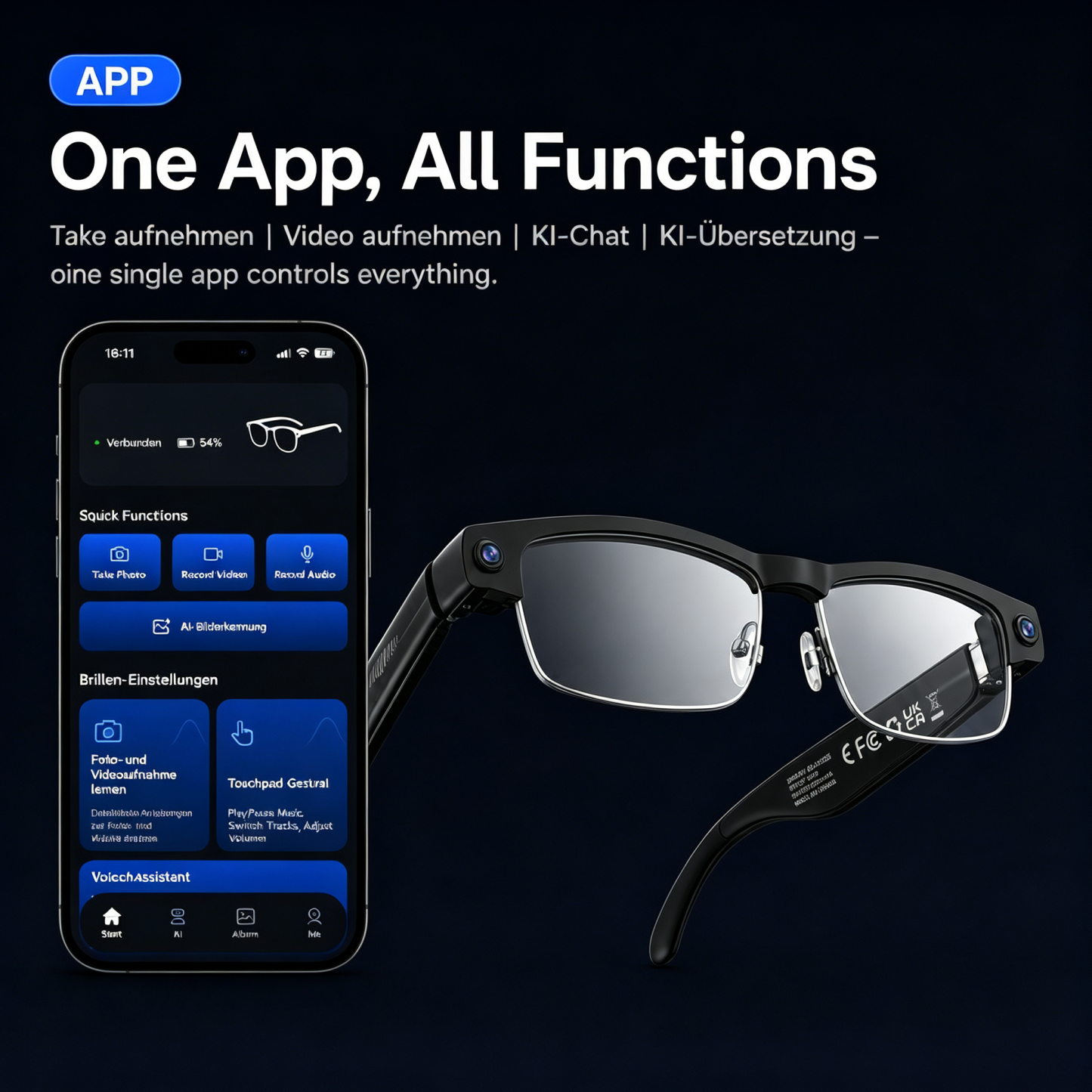 Vexors Pro – KI-Kamera-Brille mit Wechselgläsern