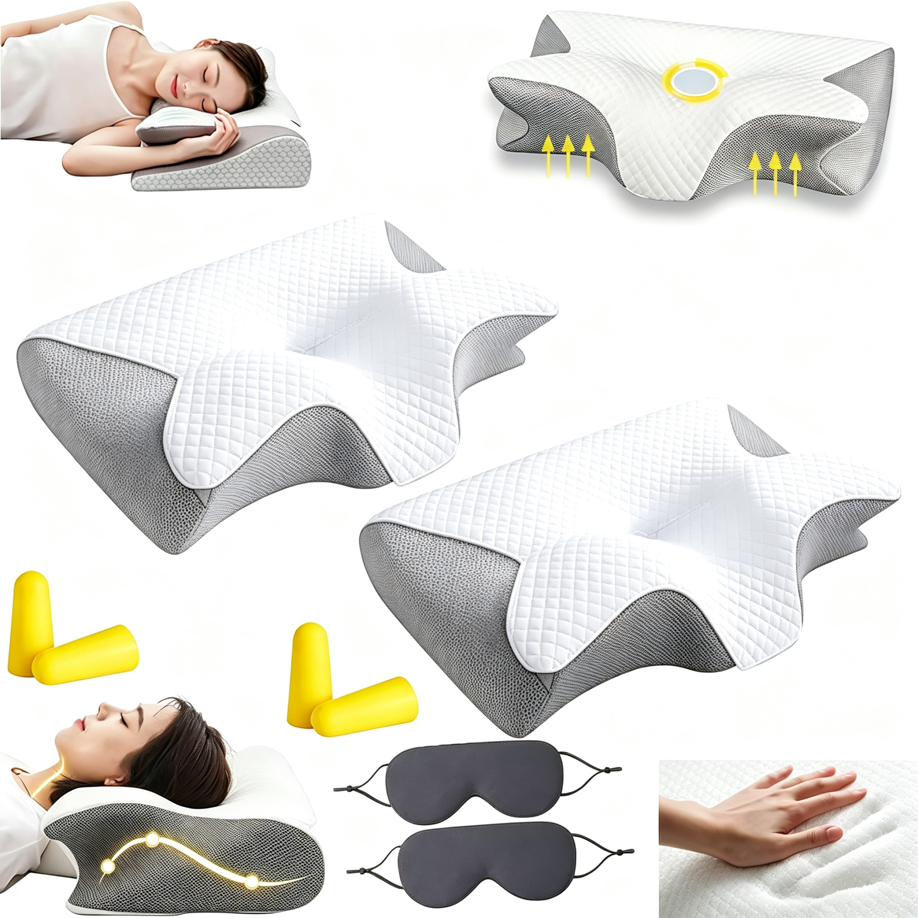 Pillow Hospitality Collection, Neckhaven Pillow, Neck Haven Pillows, The Neck Haven Enhanced Thickness Pillows, Contoured Support Pillows for Side Back Stomach Sleepers