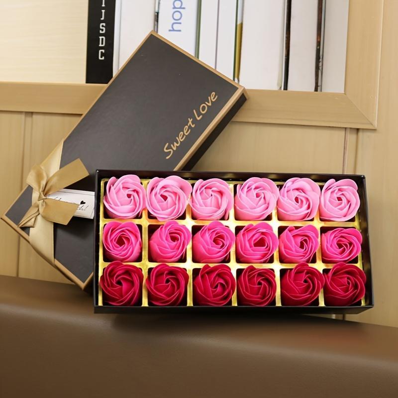 Artificial Rose Soap Flower Gift Box, 1 Box Colorful Romantic Aesthetic Rose Soap Flower Bouquet, Birthday Gift for Girlfriend, Wedding, Party, Anniversary, Body Care