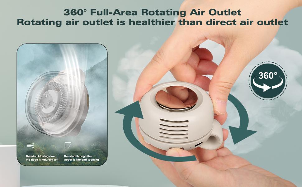 Mini Bladeless Fan. Portable, rechargeable, and silent. Features 3 adjustable speeds, a rotating body, and versatile use as a handheld, waist-mounted, or phone cooling fan. Ideal for outdoor travel,Perfect Gift
