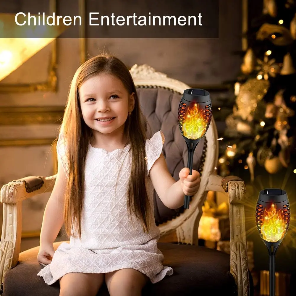 8 Pack Solar Torch Lights with Flickering Flame for Outdoor Garden Decor