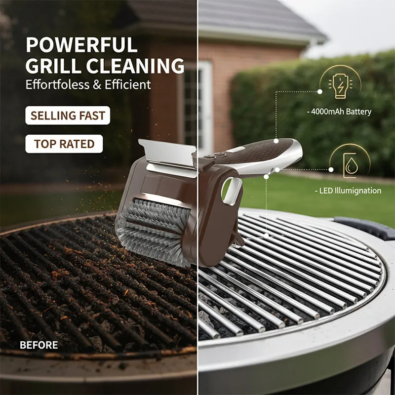 Cleaning grill grates with electric brush